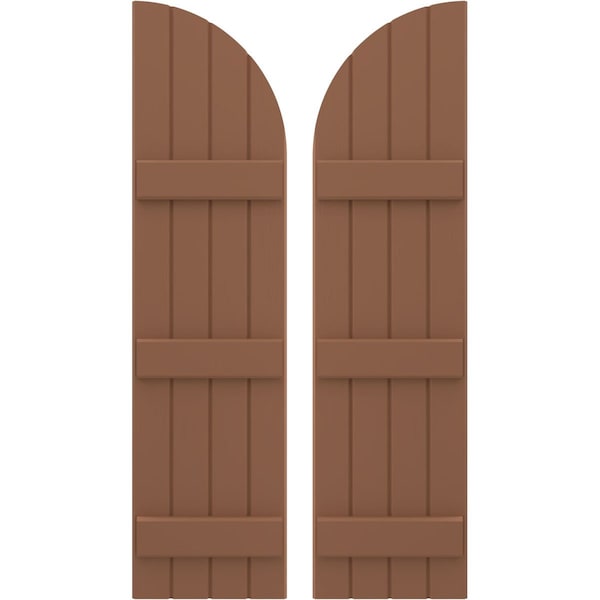Ekena Millwork Americraft 4-Board (3 Batten) Wood Joined Board-n-Batten Shutters w/ Arch Top, ARW401BQ414X77BTH, PR ARW401BQ414X77BTH - main